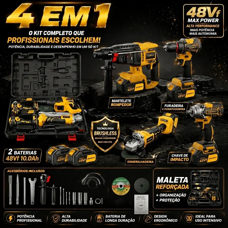 Imagem 1 de [SOARFLY] Kit Ferramentas 4 em 1 48Vf | Íon Lítio Baterias