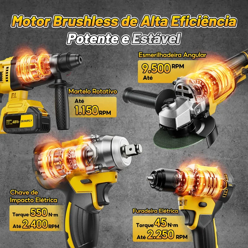 Imagem 2 de [SOARFLY] Kit Ferramentas 4 em 1 48Vf | Íon Lítio Baterias